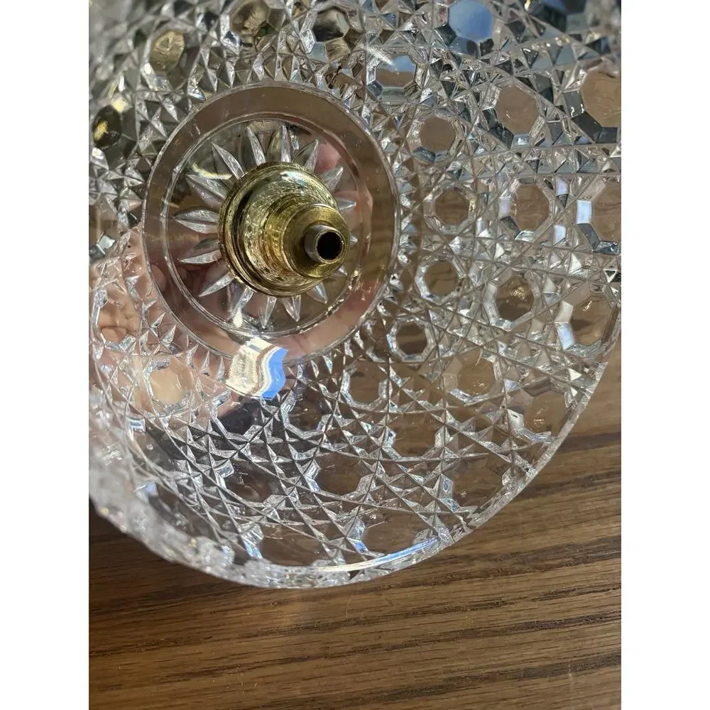 Vintage 24 % Lead Crystal Lamp Shade Replacement Shade And Finial ONLY